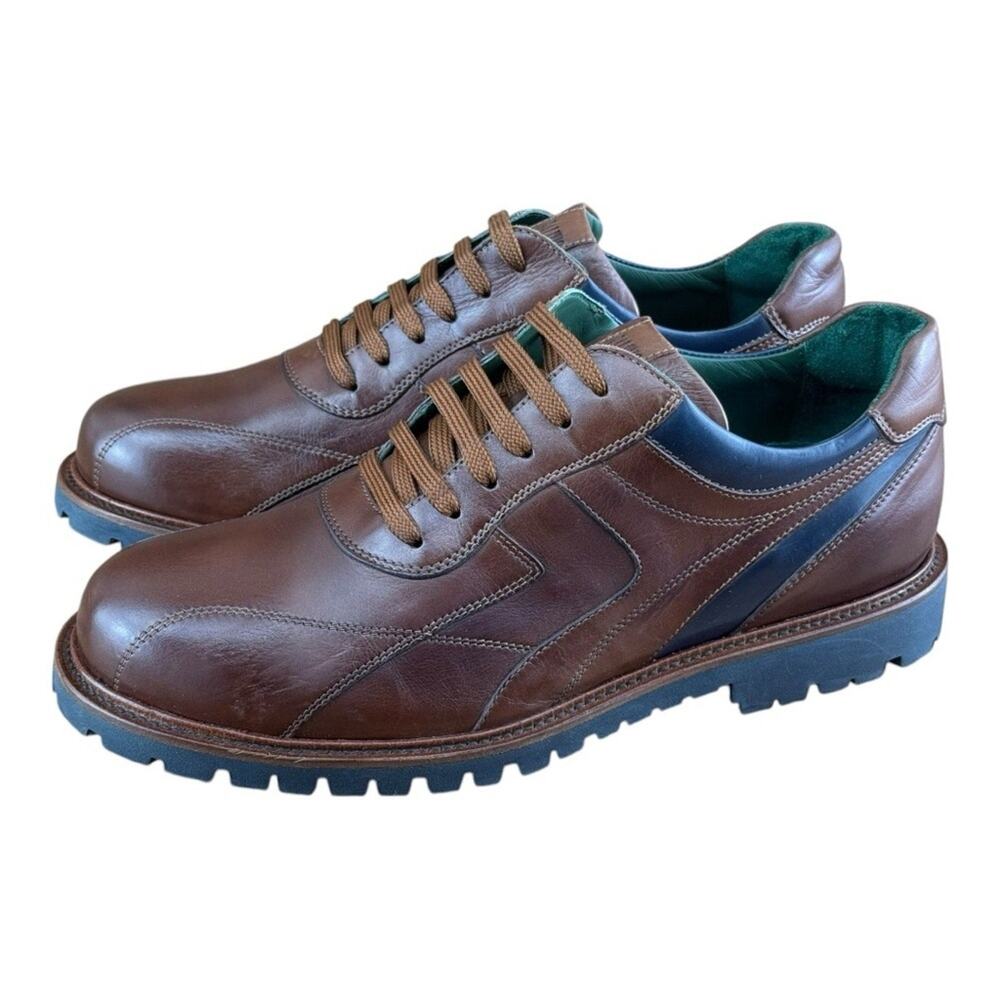 Galizio Torresi Men's size 8.5-9 42 Casual Oxford Sneakers  Brown Leather